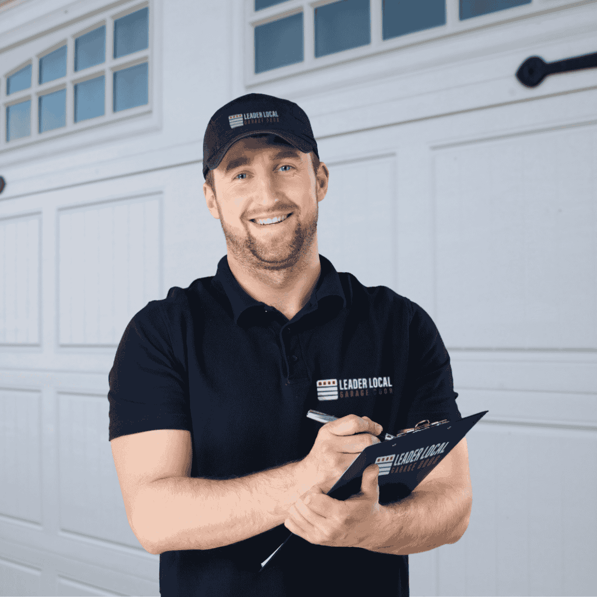 "Emergency garage door repair technician repairing garage door in Hopkins MN"